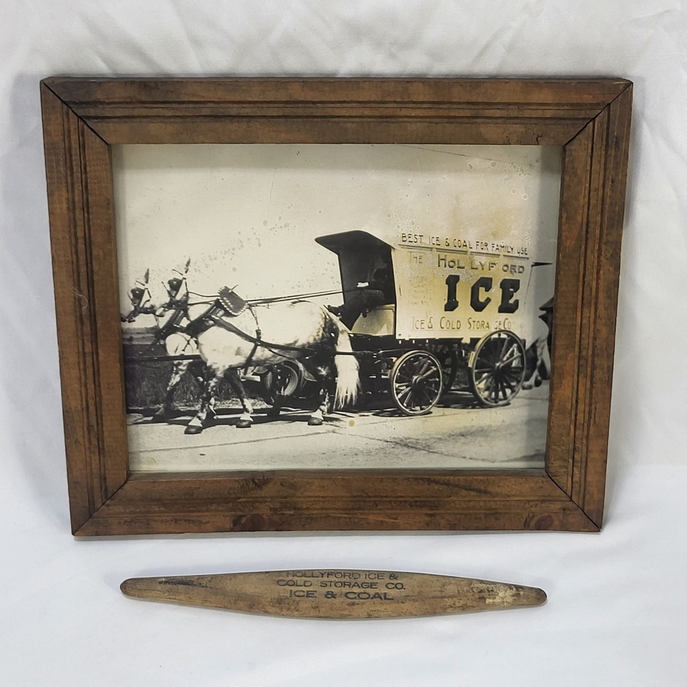 1934 Hollyford Ice Coal Mount Holly NJ Horse Wagon Real Photo Whetstone Advert